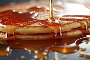 stock photo of pancake with syrup glaze food photography