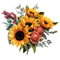 Sunflower bouquet illustration decor png