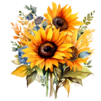 tournesol bouquet décor illustration png