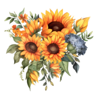 Sunflower bouquet decor  illustration png