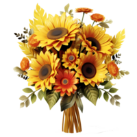 Sunflower bouquet illustration decor png