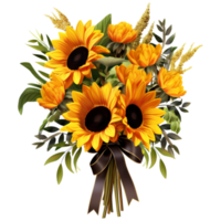 Sunflower bouquet illustration decor png