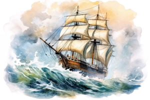 15-18th Century Sailing Ship AI Generative png