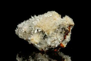 Macro mineral stone crystals Hemimorphite rock on a black background photo