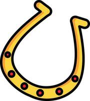 Yellow horseshoe icon in black line art. vector