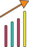 Colorful growing graph in black line art. vector