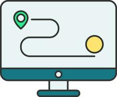 Online Money Or Bank Location Track In Desktop Icon. vector