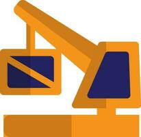Blue and yellow crane with box. vector