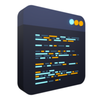 3d machen Codierung Symbol. Codierung Bildschirm 3d Wiedergabe. Programmierung mit Syntax Code. 3d machen Illustration png