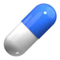 3d blanco y azul píldora. 3d representación cápsula píldora. azul médico píldora. 3d hacer ilustración png