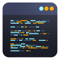 3d machen Codierung Symbol. Codierung Bildschirm 3d Wiedergabe. Programmierung mit Syntax Code. 3d machen Illustration png