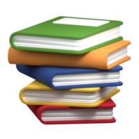 3d render books. 3d render multicolor book icon. Stack of multicolored books. Reading hobby and education. 3d render illustration png