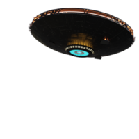 Unidentified flying object on the transparent background, 3d render png