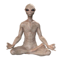 Grey alien on transparent background, 3d render png