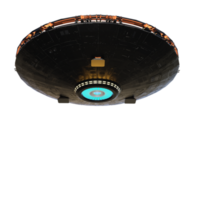 Unidentified flying object on the transparent background, 3d render png