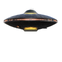 Unidentified flying object on the transparent background, 3d render png