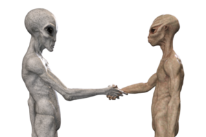 Grey alien on transparent background, 3d render png