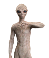 Grey alien on transparent background, 3d render png