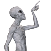 Grey alien on transparent background, 3d render png