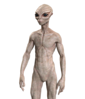 Grey alien on transparent background, 3d render png