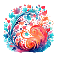 Watercolor abstract nature, the organic beauty of swirling pattern and vibrant colors in nature's tapestry, isolated background. Generative AI png