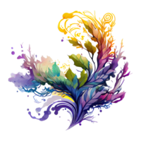 Watercolor abstract nature, the organic beauty of swirling pattern and vibrant colors in nature's tapestry, isolated background. Generative AI png