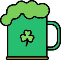 Green Beer Mug with shamrock leaf. vector