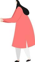 personaje de un hermosa musulmán sin rostro mujer vistiendo hijab en en pie posición. vector