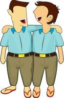 Cartoon character of man standing together in cheerful pose. vector