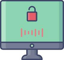 Open login password in desktop screen icon or symbol. vector