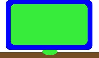 Isolated computer in blue and green color. vector