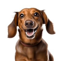 Portrait of a happy brown dachshund dog isolated on the background. Generative AI png