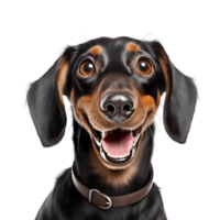 Isolated portrait of a cute happy dachshund. Generative AI. png