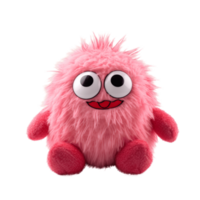 Soft plush fluffy toy funny pink monster isolated on the background. Generative AI. png