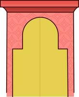 Mosque Door Yellow And Red Element. vector