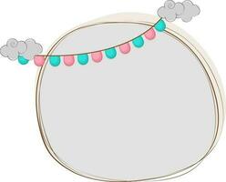 Blank frame with colored bunting. vector