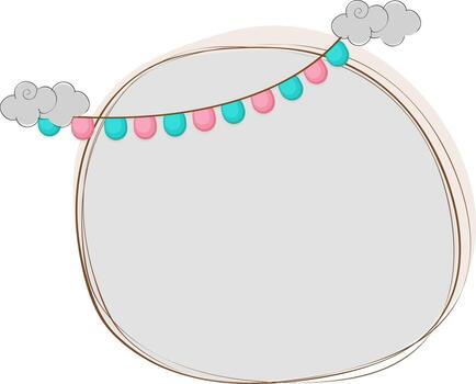 Blank frame with colored bunting. vector