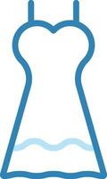 Sleeveless Dress Icon In Blue Line Art. vector