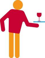 Faceless waiter serving drink on a tray in red color. vector