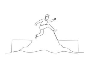A man jumped between two rocks vector