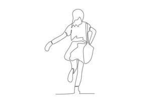 Back view of a woman running to school vector