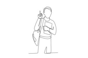 A student is carrying a bag and holding a book vector