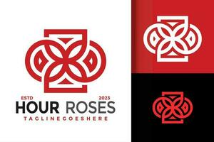 Roses Hourglass Flower Logo vector icon illustration