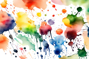 Watercolor paint stains on transparent background. Generative AI png