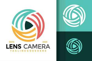 Lens shutter camera colorful logo vector icon illustration