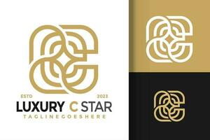 Letter C star luxury monogram logo vector icon illustration