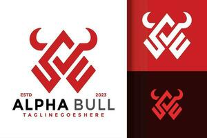 Letter A Alpha Bull Head logo vector icon illustration