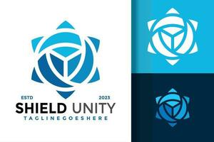 3D shield unity colorful logo vector icon illustration