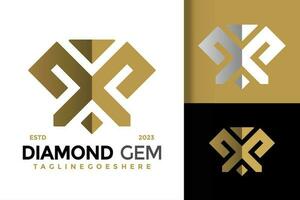 Letter X diamond jewelry logo vector icon illustration