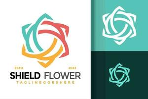 Shield flower colorful logo vector icon illustration